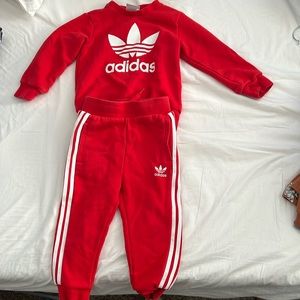 18-24M , 2T CDN Adidas Red sweater and pants set